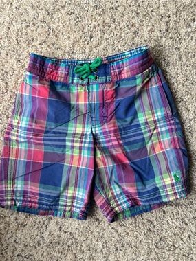 Polo by Ralph Lauren Multicolor Plaid Swim Shorts with Navy Tag